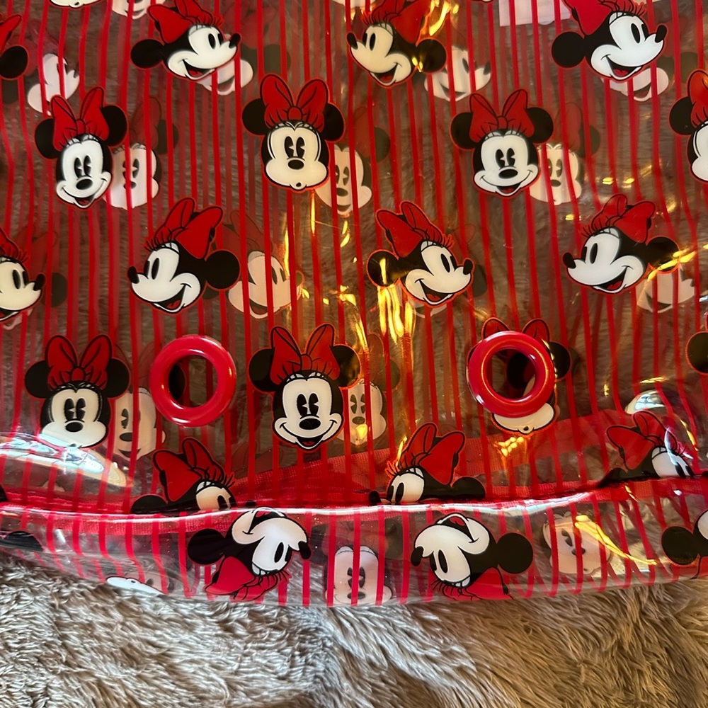 Disney NWOT Clear Tote with Red and Black Minnie Mouse Print and Bow - Picture 8 of 9